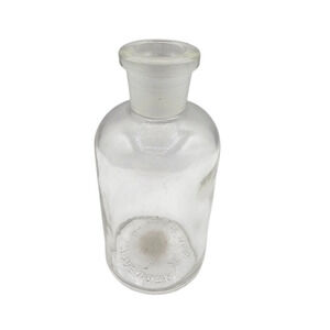 Pyrex Apothecary Clear Glass Lab Medicine Bottle Jar 8" Made In USA E-3